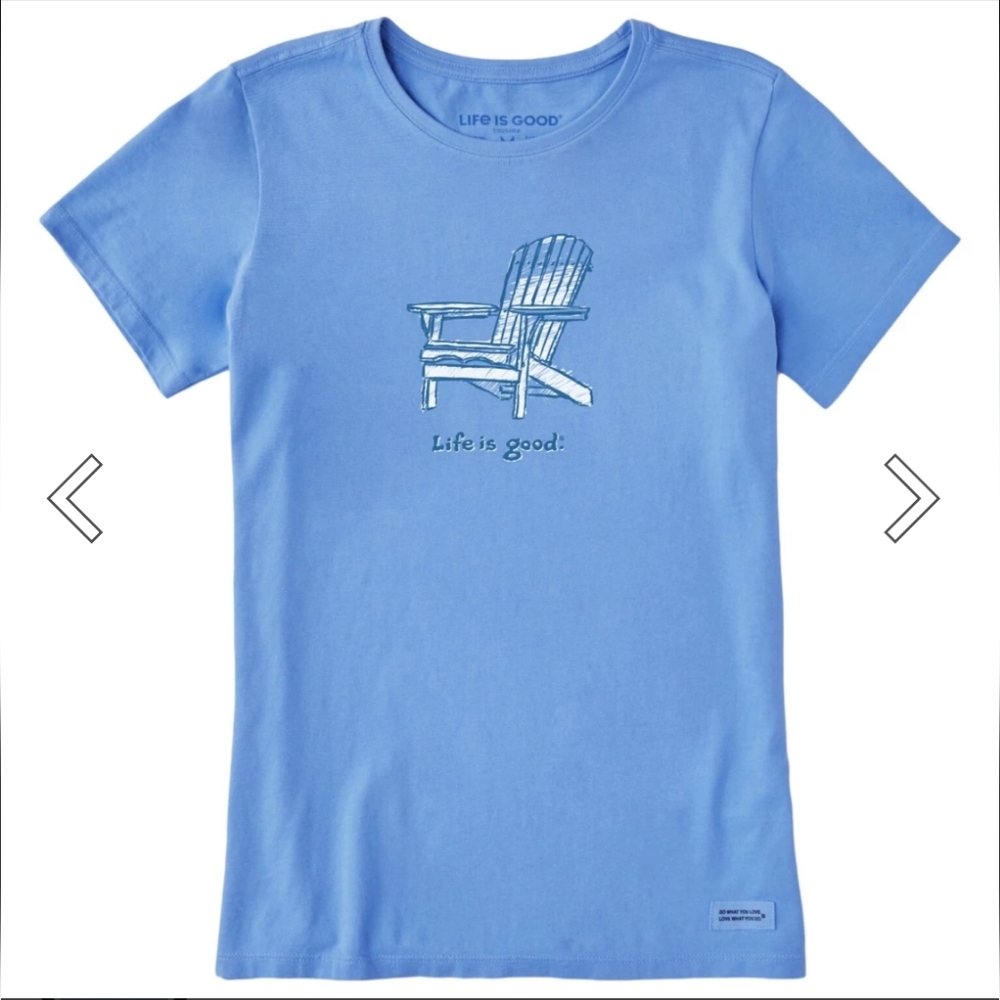 Life Is Good Women's Short Sleeved Light Blue Adirondack Chair Shirt - Large